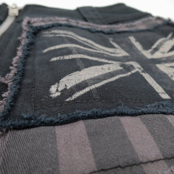 RARE Y2K Serious Clothing Black Twill Micro Mini Skirt Punk Goth Fetish M Zip - Picture 6 of 10